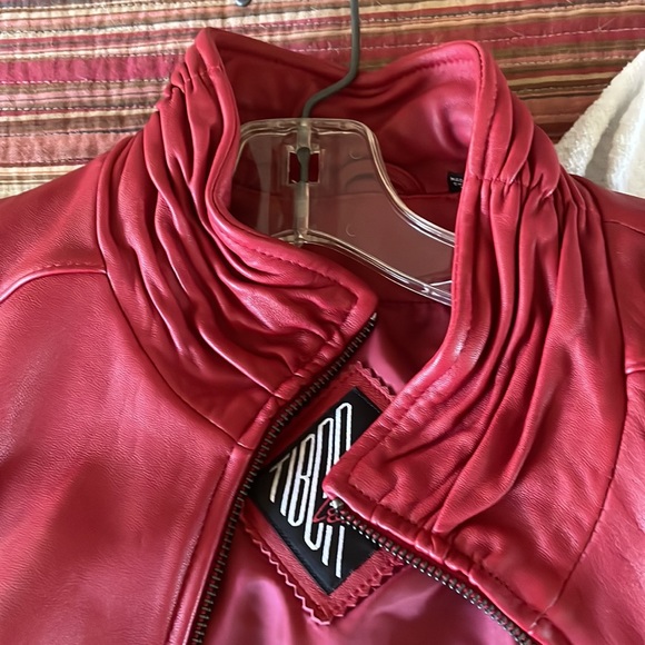 Tibor red Lamb leather car coat. New with tags. - Picture 3 of 5